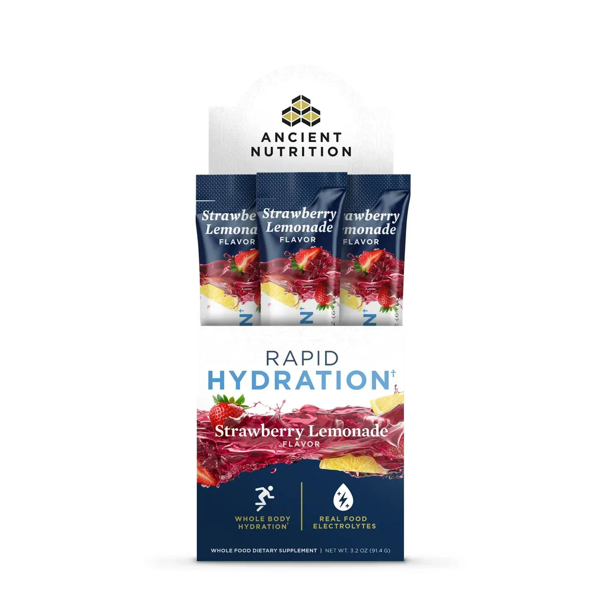 Ancient Nutrition Rapid Hydration Strawberry Lemonade 15 pkts